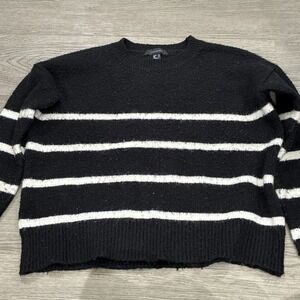 Atmosphere Black & White Striped Long Sleeve Round Neck Sweater | Size 6